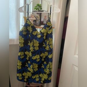 Lulus Absolutely Exquisite Black and Blue Floral Jacquard Mini Dress